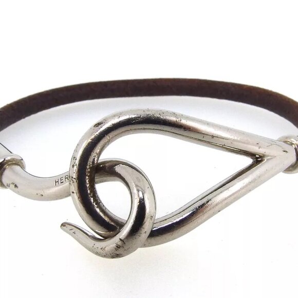 HERMES bracelet leather ?~ Silver Material Authentic used T16597 - Picture 2 of 7